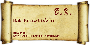 Bak Krisztián névjegykártya